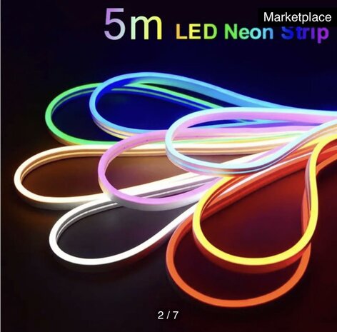 LED neon light - 5m 12V low voltage 12 mm (Colour: neutral Yellow)