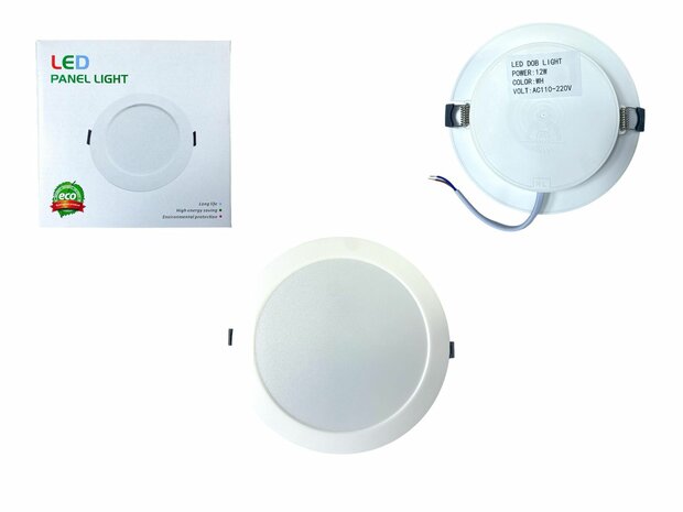 LED-paneel | 22 Watt | Rond | Inbouwplafondlamp (natuurlijk wit) &Oslash;185mm