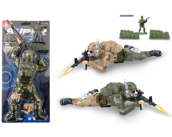 Super force - Military army man - with shooting sounds - crawling and LED flash lights