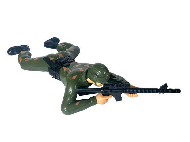 Military army man - with shooting sounds - crawling and LED flash lights