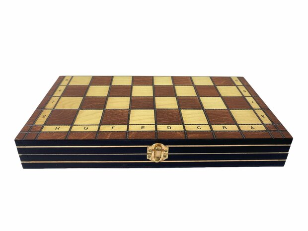 Chess board - with chess pieces - 34 cm - Chess set - Magnetic - Wood + 2 extra queens