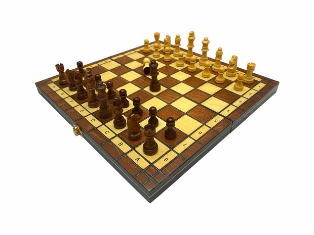 Chess board - with chess pieces - 34 cm - Chess set - Magnetic - Wood + 2 extra queens