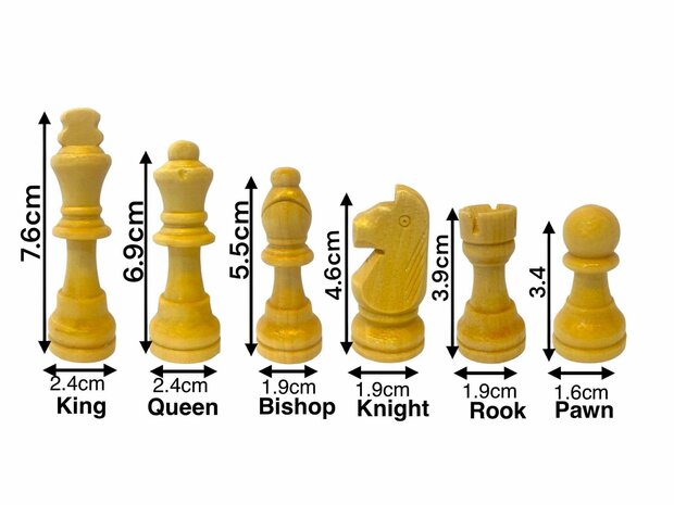 Chess board - with chess pieces - 39 cm - Chess set - Magnetic - Wood + 2 extra queens