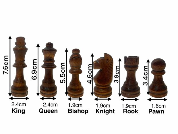 Chess board - with chess pieces - 39 cm - Chess set - Magnetic - Wood + 2 extra queens