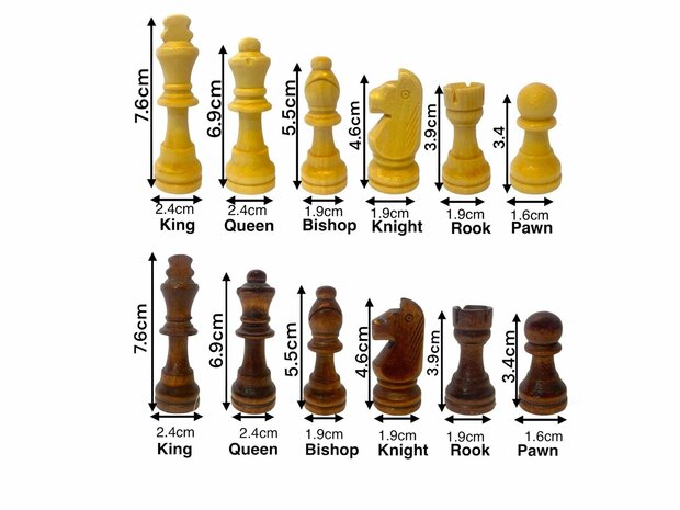 Chess board - with chess pieces - 39 cm - Chess set - Magnetic - Wood + 2 extra queens