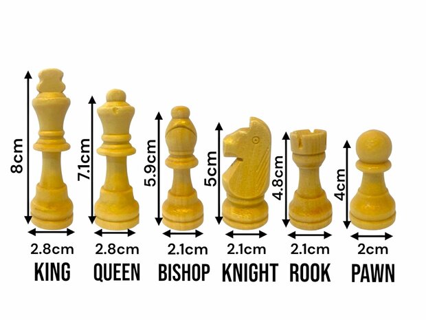 Chess board - with chess pieces - 44cm - Chess set - Magnetic - Wood + 2 extra queens