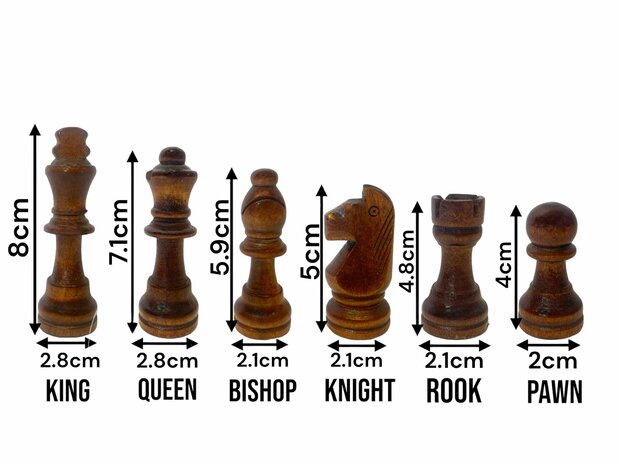 Chess board - with chess pieces - 44cm - Chess set - Magnetic - Wood + 2 extra queens