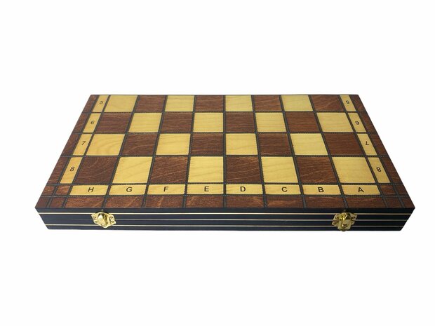 Chess board - with chess pieces - 44cm - Chess set - Magnetic - Wood + 2 extra queens