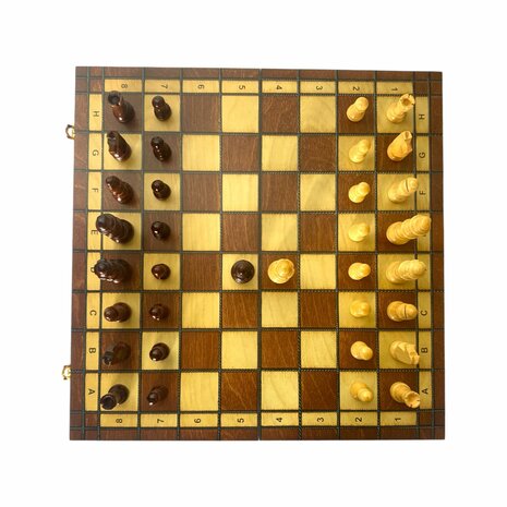 Chess board - with chess pieces - 49cm - Chess set - Magnetic - Wood + 2 extra queens