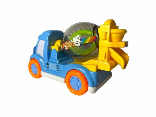 DogTruck Bump&amp;Go - betonmixer vrachtwagen hondje - beweegt, geluid en muziek