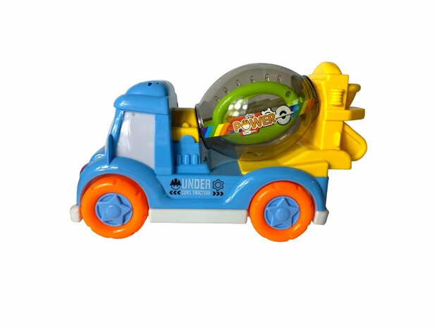 DogTruck Bump&amp;Go - betonmixer vrachtwagen hondje - beweegt, geluid en muziek