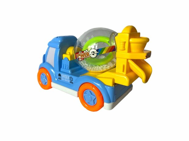 DogTruck Bump&amp;Go - concrete mixer foam ball truck - moves, makes sound and music