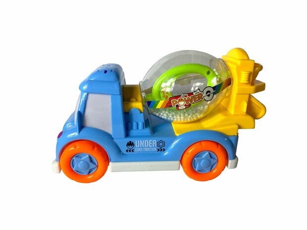 DogTruck Bump&amp;Go - concrete mixer foam ball truck - moves, makes sound and music