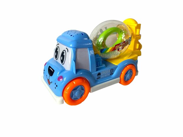 DogTruck Bump&amp;Go - concrete mixer foam ball truck - moves, makes sound and music