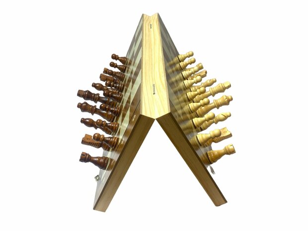 Paquet d&#039;&eacute;checs et de dames 2 en 1 - Pliable - pi&egrave;ces d&#039;&eacute;checs et pi&egrave;ces de dames magn&eacute;tiques - Bois - 39CM