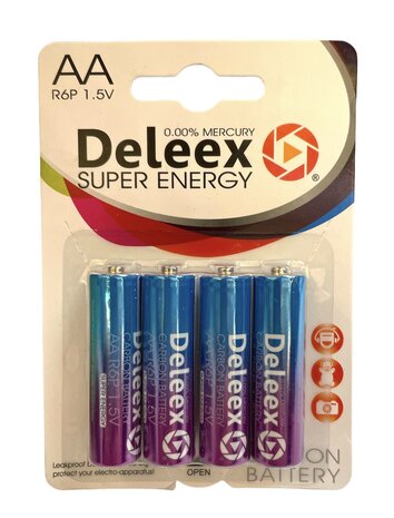 Batteries Deleex - AA - R6P 1.5V - 4 pi&egrave;ces en pack