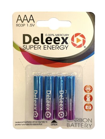 Batteries Deleex - AAA - R03P 1.5V - 4 pi&egrave;ces en pack