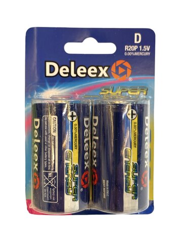 Batteries Deleex - D R20P 1.5V - 2 pi&egrave;ces en pack