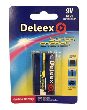 Batterijen Deleex - 9V 6F22 - 1- stuk in pak