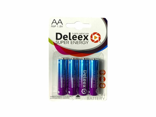 Batteries Deleex - AA - R6P 1.5V - 4 pi&egrave;ces en pack