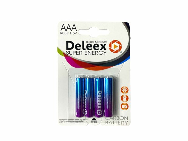 Batterien Deleex - AAA - R03P 1,5V - 4 St&uuml;ck in der Packung