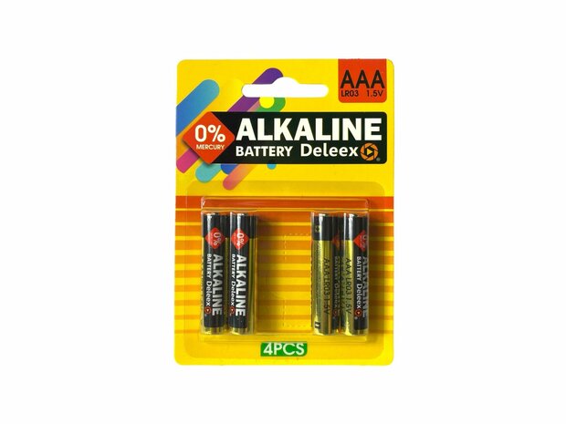 Deleex Batterien Alkaline AAA &ndash; LR03 1,5 V &ndash; 4 St&uuml;ck im Paket