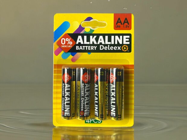 Batteries Alkaline AA - LR6 1.5V - 4 pieces in pack Deleex