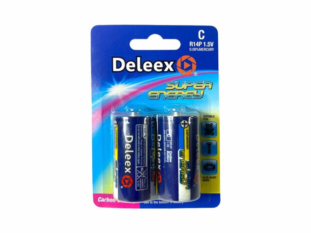 Batteries Deleex - C R14P 1.5V - 2 pi&egrave;ces en pack