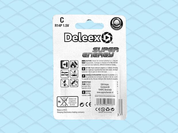 Batteries Deleex - C R14P 1.5V - 2 pi&egrave;ces en pack