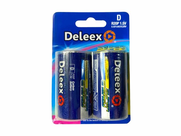 Batteries Deleex - D R20P 1.5V - 2 pi&egrave;ces en pack