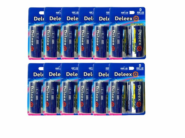 Batteries Deleex - D R20P 1.5V - 2 pi&egrave;ces en pack