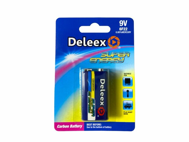 Batteries Deleex - 9V 6F22 - 1 pi&egrave;ce en paquet