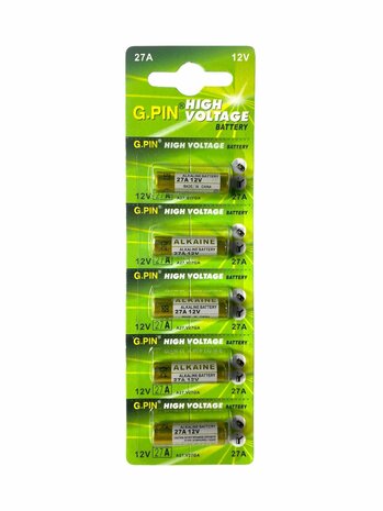 G.PIN 27A 12V ALKALINE batterijen 5 STUKS