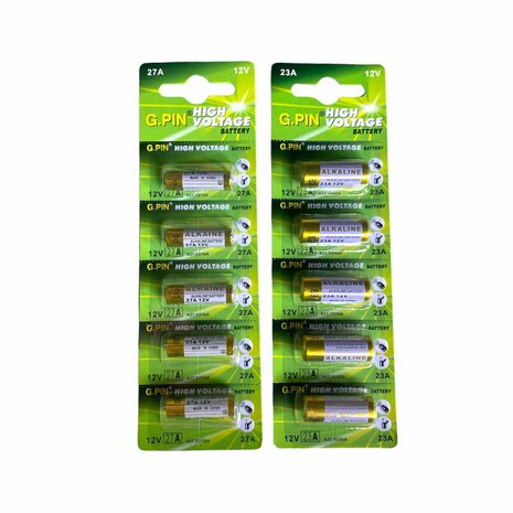 Piles alcalines G.PIN 27A 12V, 5 pi&egrave;ces