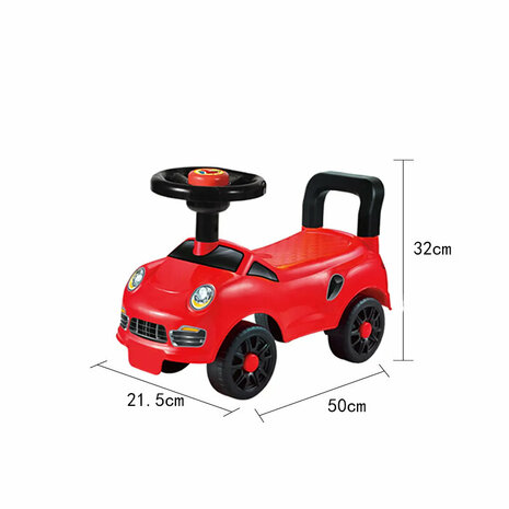 Baby loopauto - met toeter - Geel en Rood