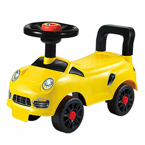 Baby loopauto - met toeter - Geel en Rood