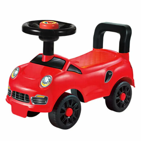 Baby loopauto - met toeter - Geel en Rood