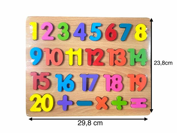 Wooden number inlay puzzle - puzzle board toy with numbers - size 29.8x23.8cm