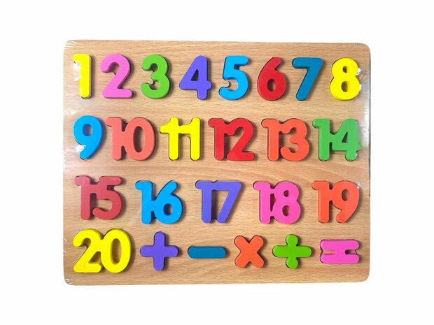 Wooden number inlay puzzle - puzzle board toy with numbers - size 29.8x23.8cm