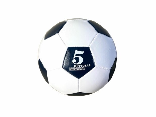 Ballon de football brillant taille 5 noir et blanc.