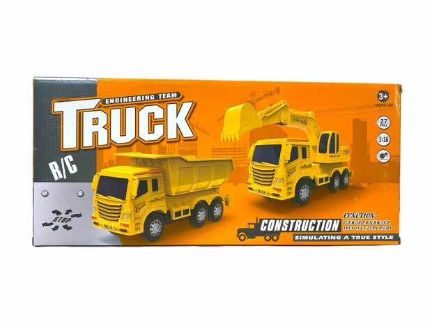 RC GRAAFMACHINE SPEELGOED TRUCK 27MHz 1:16