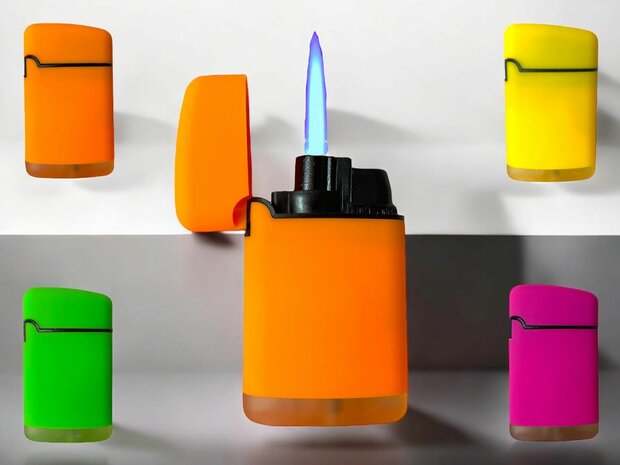 Turbo lighter 20 pieces in display - 4 ass. Jet Flame Unilite.