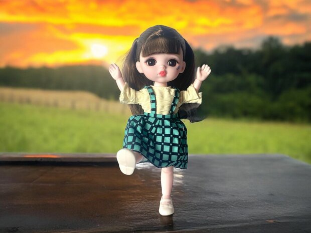 Toy doll with nice outfit and unique style - JELENA Fashion style 24cm brown hair