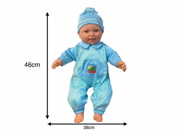 Poup&eacute;e b&eacute;b&eacute; douce avec diff&eacute;rents sons de b&eacute;b&eacute; + accessoires - 46 cm