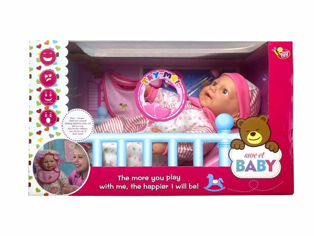 Baby doll sweet with different baby sounds + accessories - 46cm