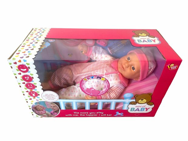 Baby doll sweet with different baby sounds + accessories - 46cm