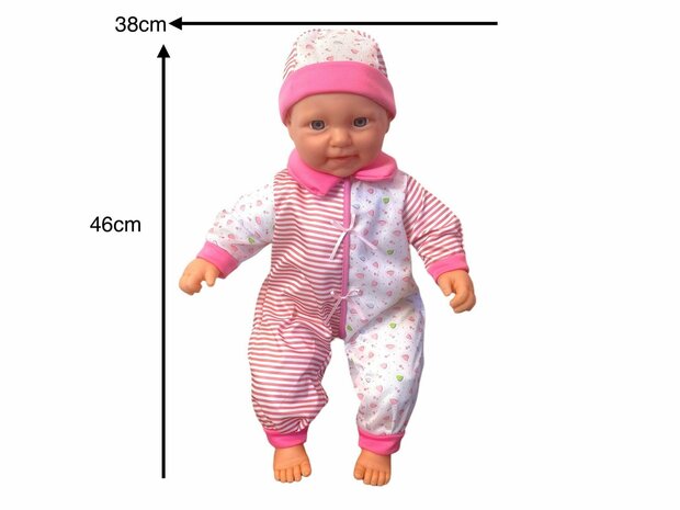 Poup&eacute;e b&eacute;b&eacute; douce avec diff&eacute;rents sons de b&eacute;b&eacute; + accessoires - 46 cm