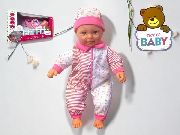 Babypuppe s&uuml;&szlig; mit verschiedenen Babyger&auml;uschen + Zubeh&ouml;r &ndash; 46cm