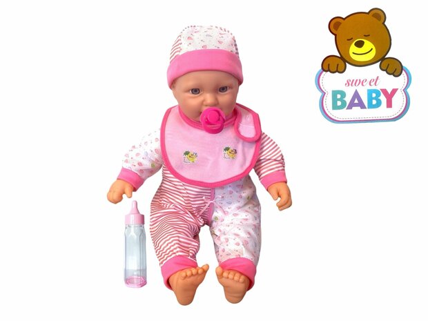 Baby doll sweet with different baby sounds + accessories - 46cm