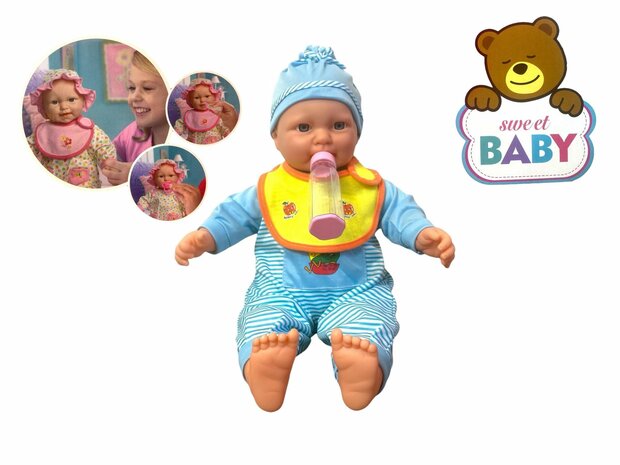 Baby pop sweet met verschillende baby geluiden + accessoires - 46cm 